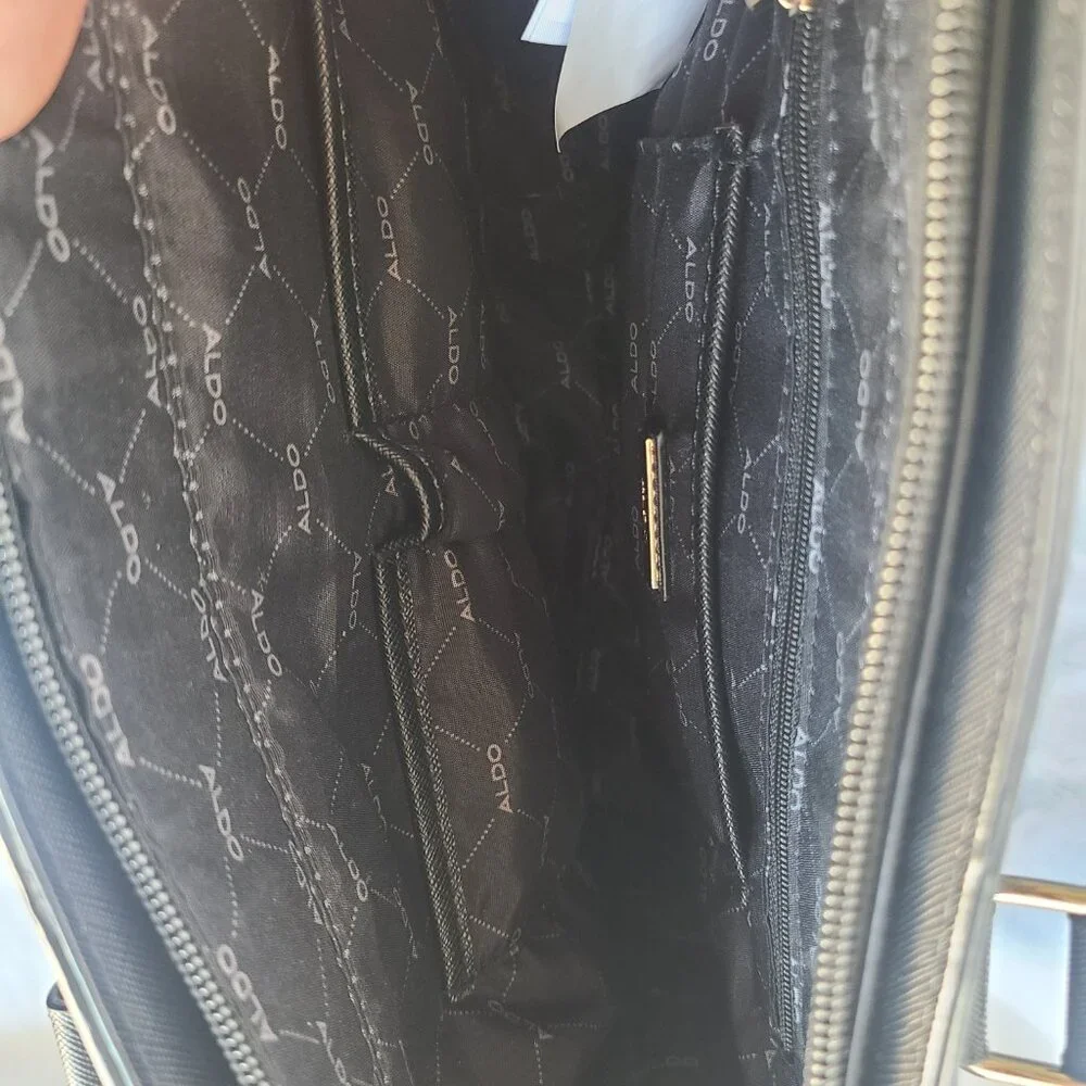 SOLD--Aldo Faux Leather Black Satchel Handbag Purse - Picture 3 of 11